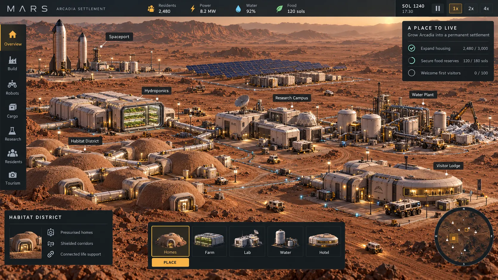 Permanent settlement concept artwork, not current gameplay